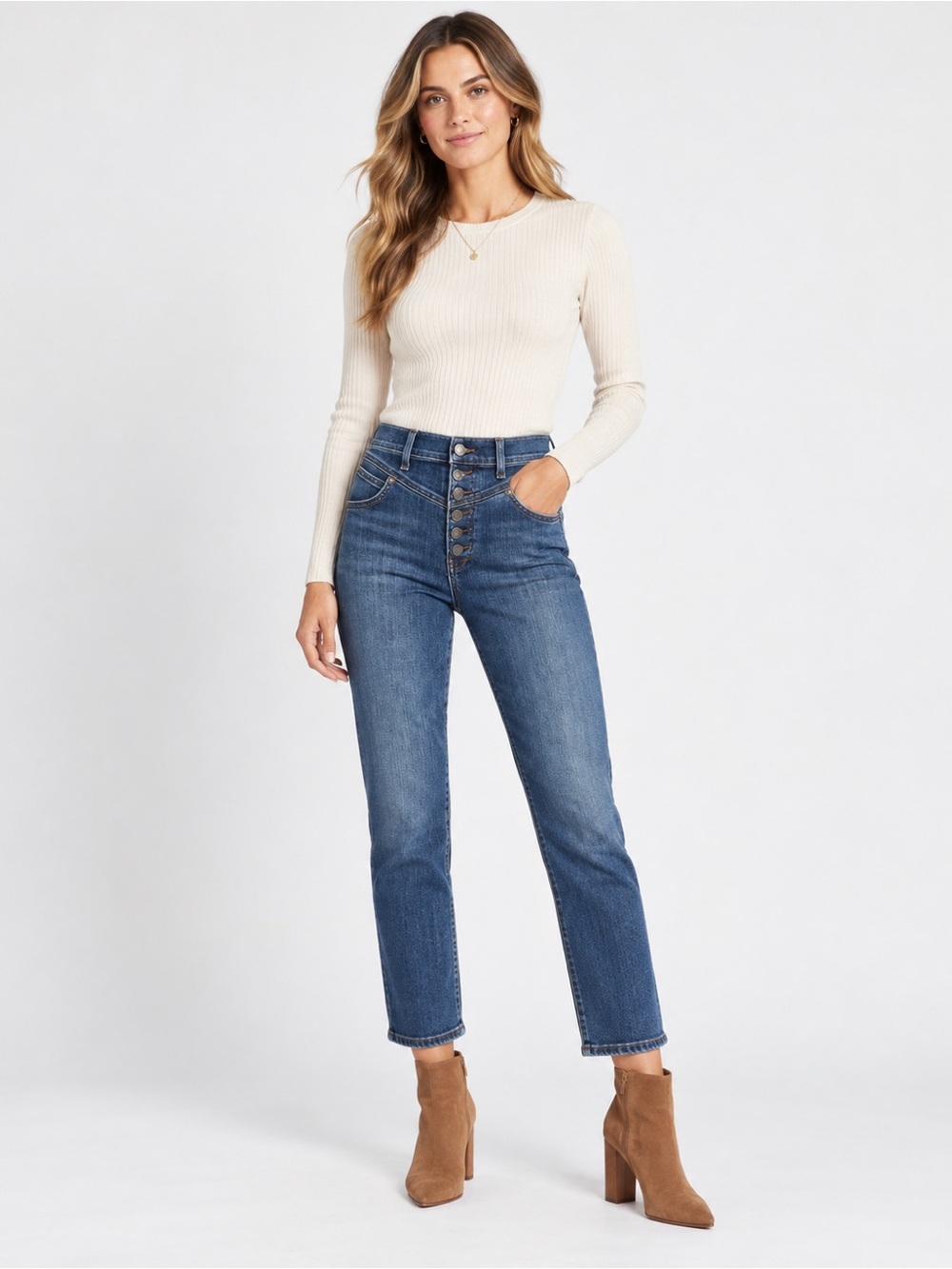 Veronica Beard Ryleigh High Rise Slim Straight Jeans Size 28 Button Fly Blue